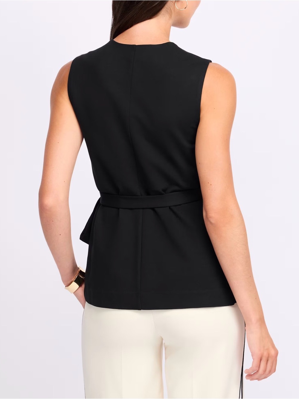 Montgomery Post Wrap Front Sleelevess Knit Top Black Small NWT STITCH FIX - Picture 2 of 11